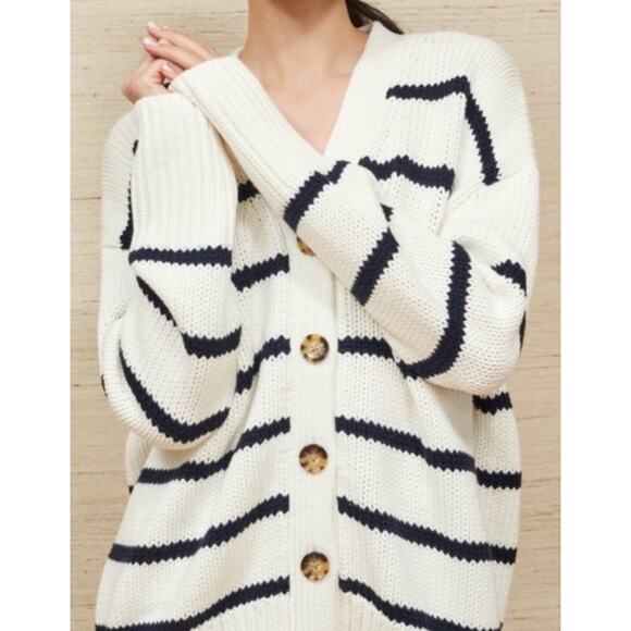 La Ligne Sweaters - La Ligne Marina Striped Cable Knit Cardigan Women’s Sz. M